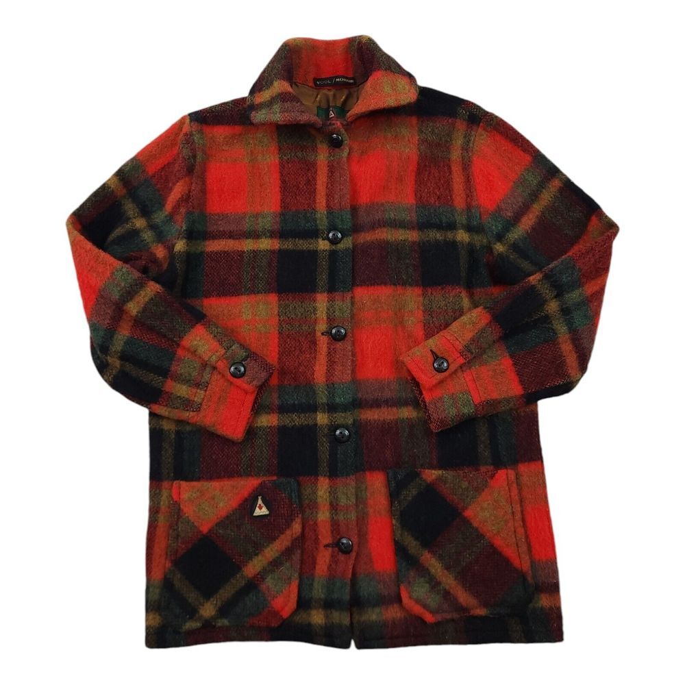 Canadian Camper Coat Wool Mohair Button Shirt Womens 10 Plaid